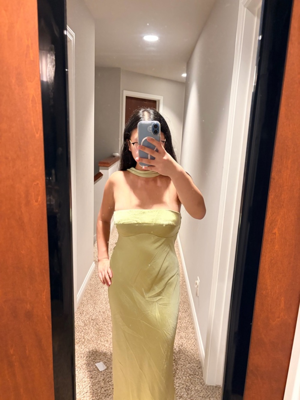 Damsel Reverse Halter Maxi Dress | Pistachio - Picture 3 of 4